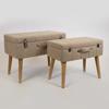 ESTHETI home Set ton 2 Skampo Beloudino Bez me Xulina Podia kai Sxedio Balitsa 62x36x48cm/52x31x43cm 750-14025
